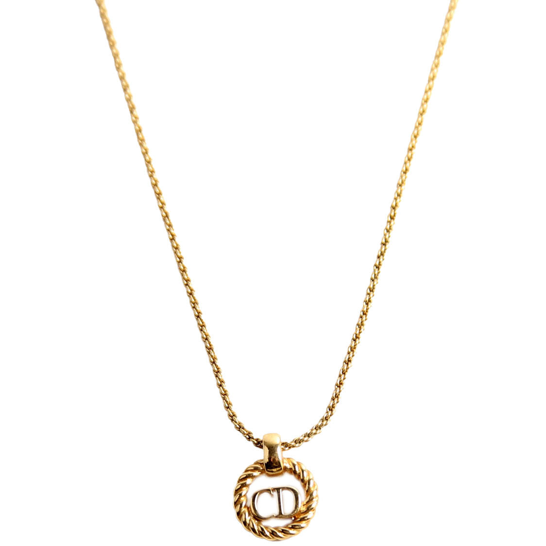Vintage Circle CD Pendant Necklace Gold