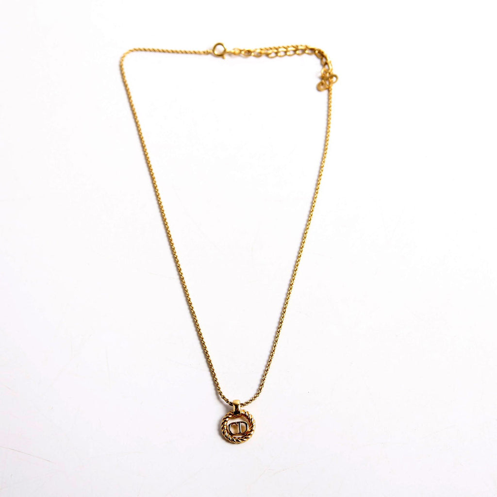 Vintage Circle CD Pendant Necklace Gold
