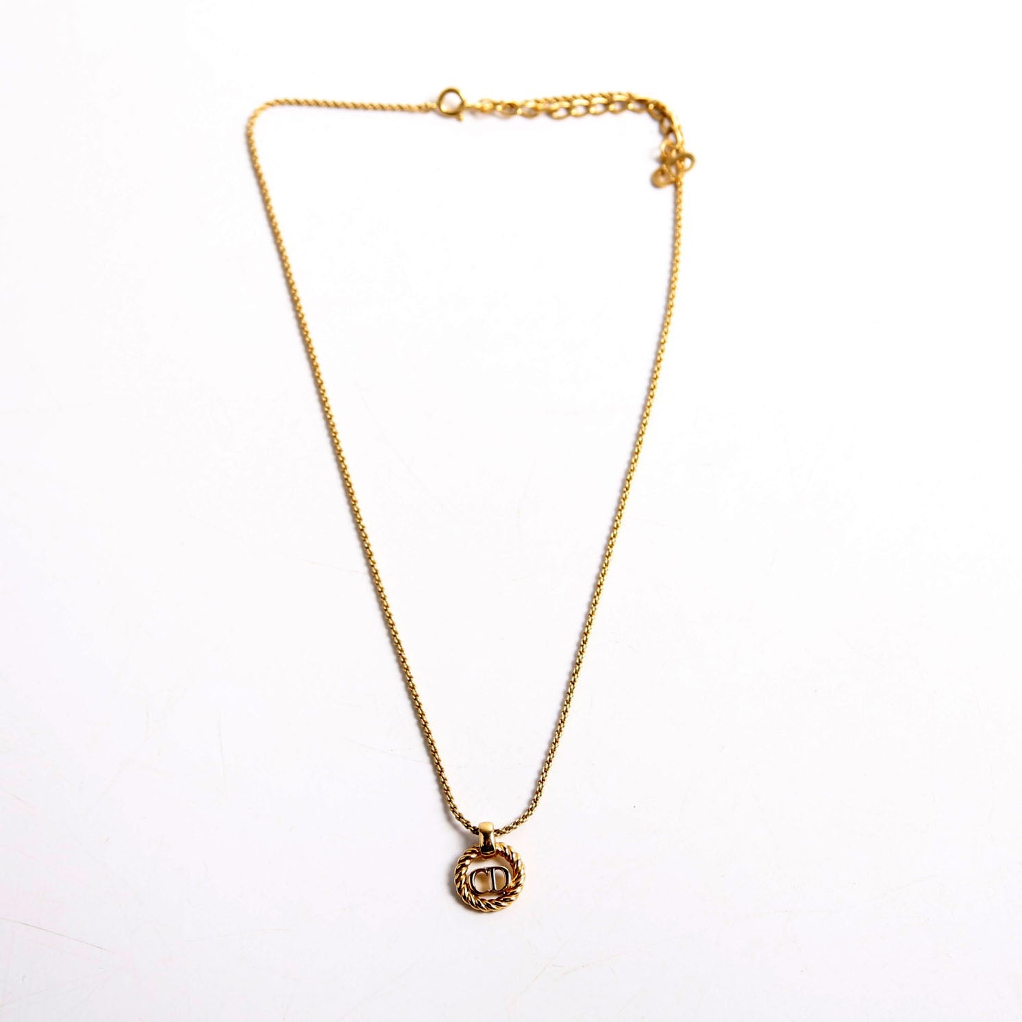 Vintage Circle CD Pendant Necklace Gold