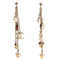 CC Pearl Charm Dangle Earrings Gold/Pearl