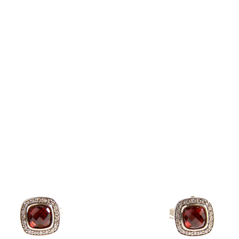 Petite Albion Stud 5MM Earrings Garnet/Diamonds/925