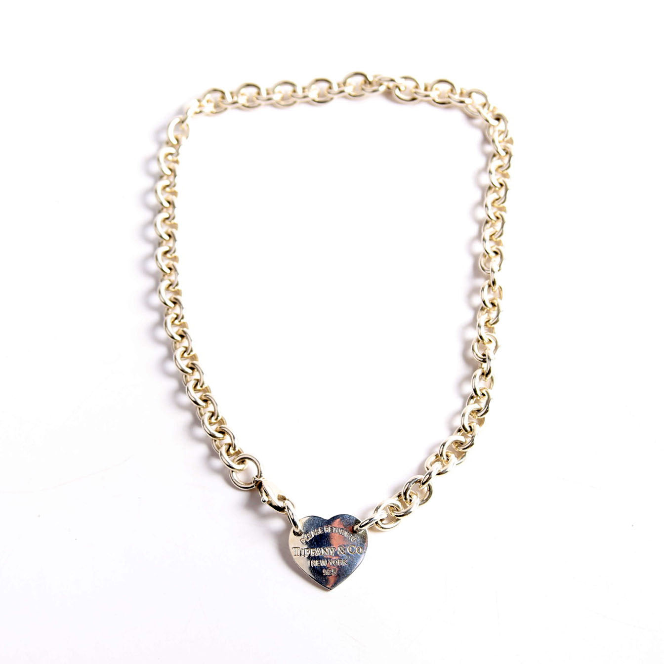 Please Return To Heart Chain Choker Necklace 925