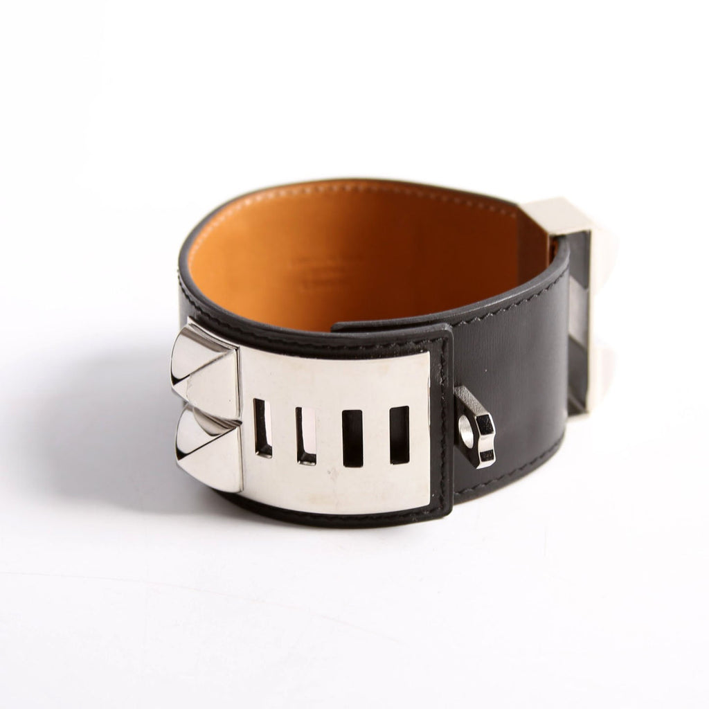 Collier De Chien Box Calfskin Bracelet Black/Silver