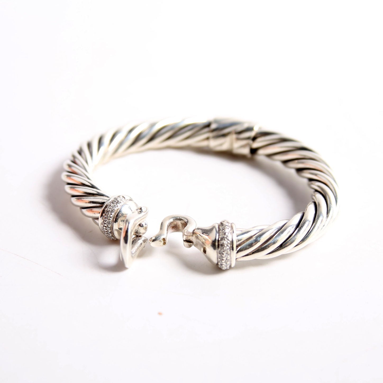 Classic Cable 8MM Buckle Bracelet 925/Pave
