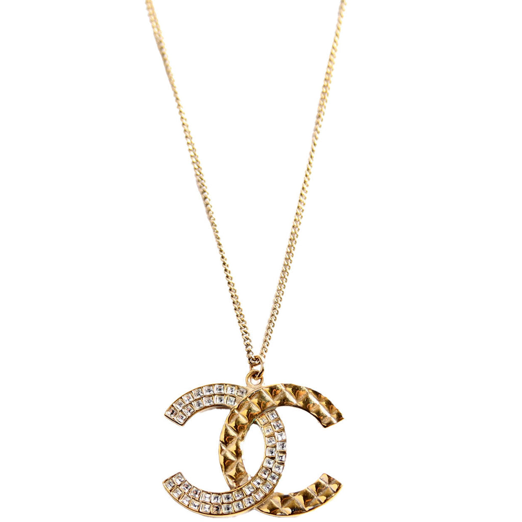 CC Strass Pendant Necklace Gold