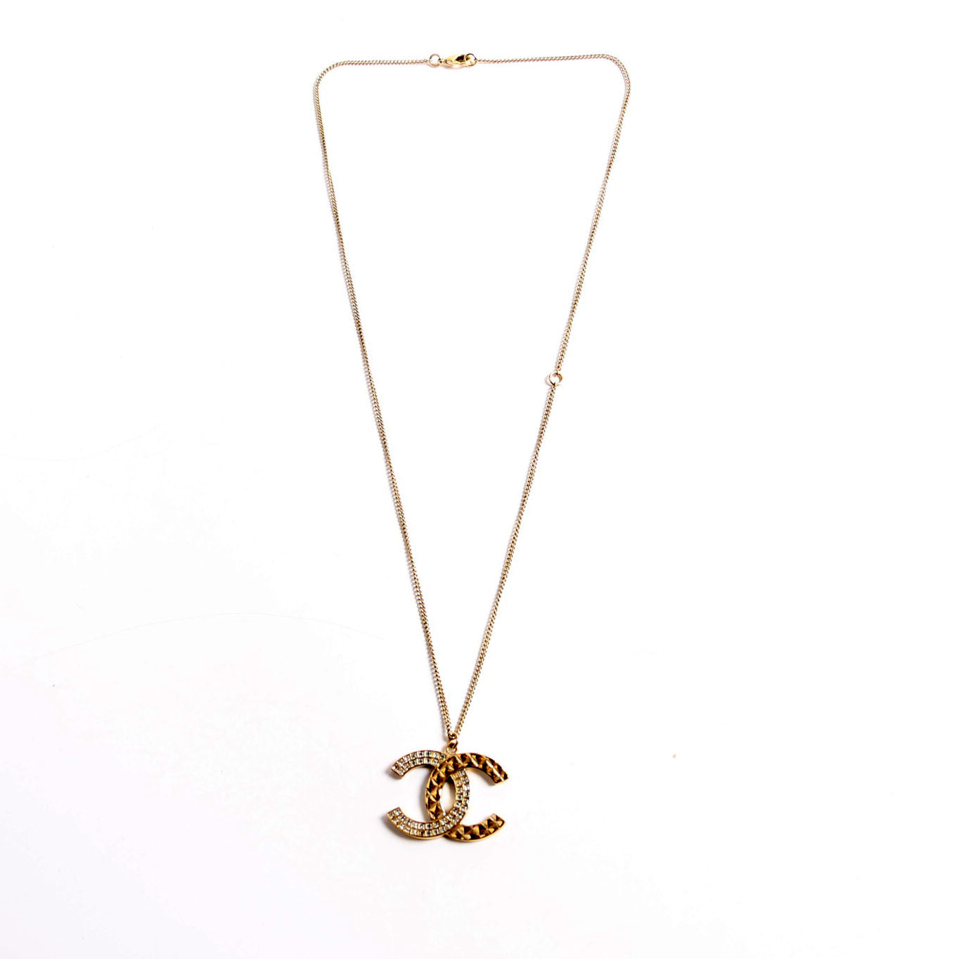 CC Strass Pendant Necklace Gold