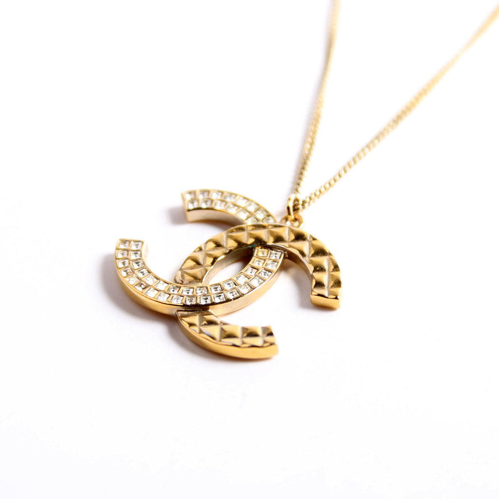 CC Strass Pendant Necklace Gold