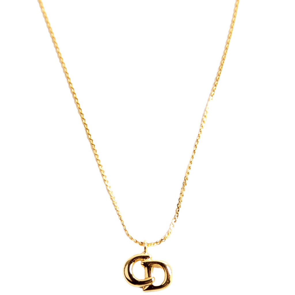 Vintage CD Pendant Necklace Gold