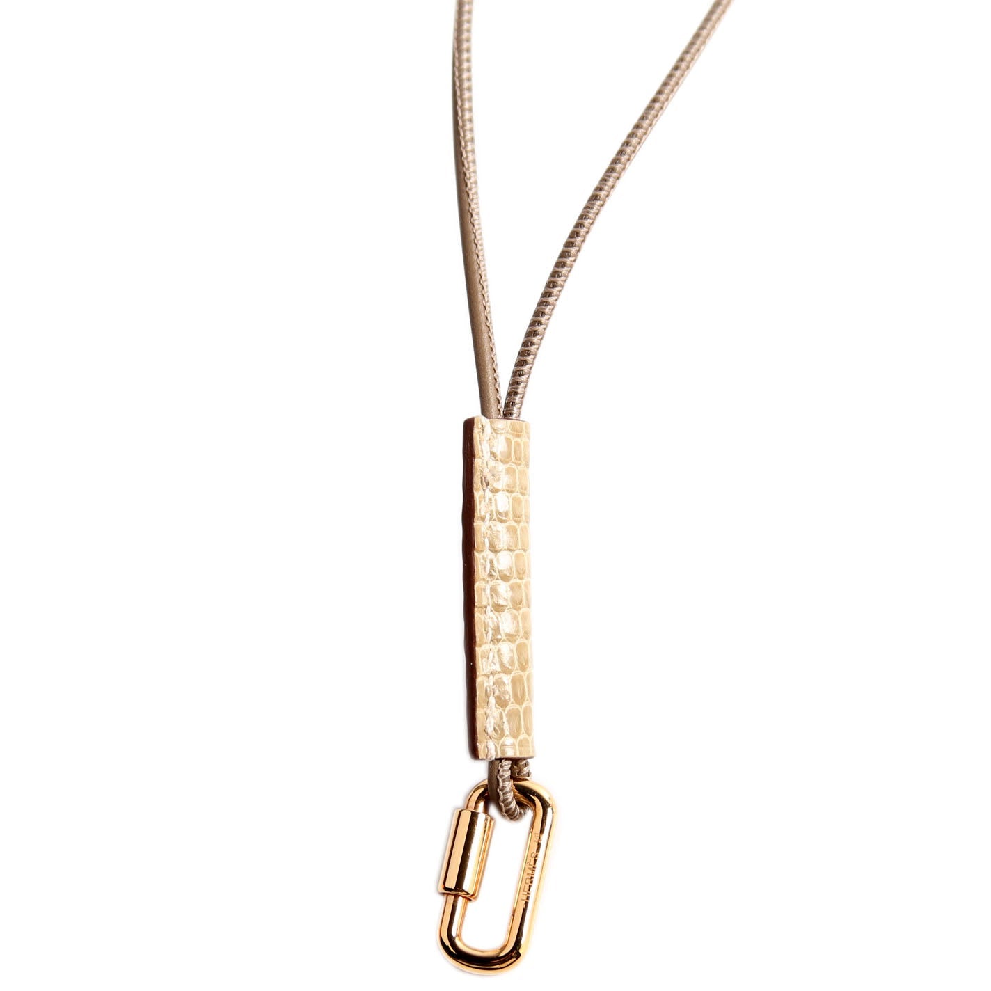 Hermes Curiosite Leather Necklace Taupe