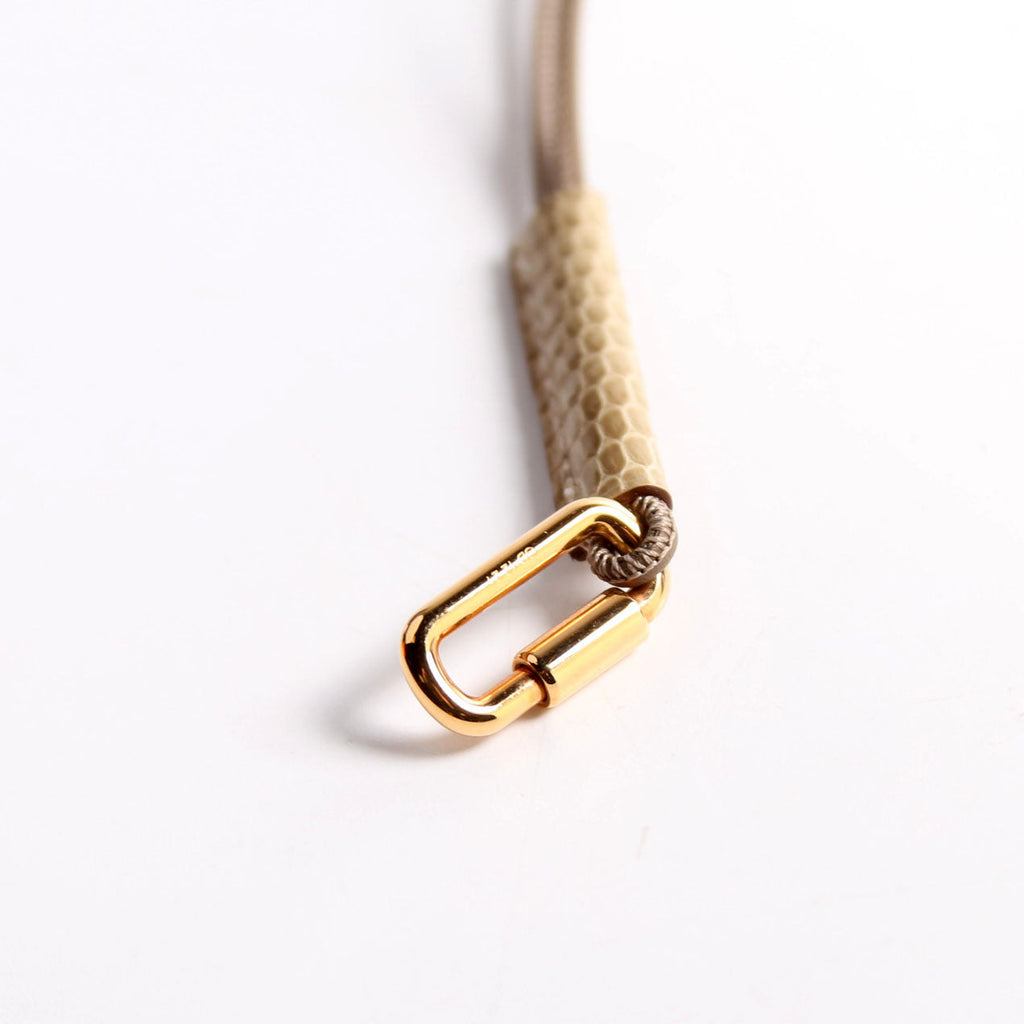 Hermes Curiosite Leather Necklace Taupe