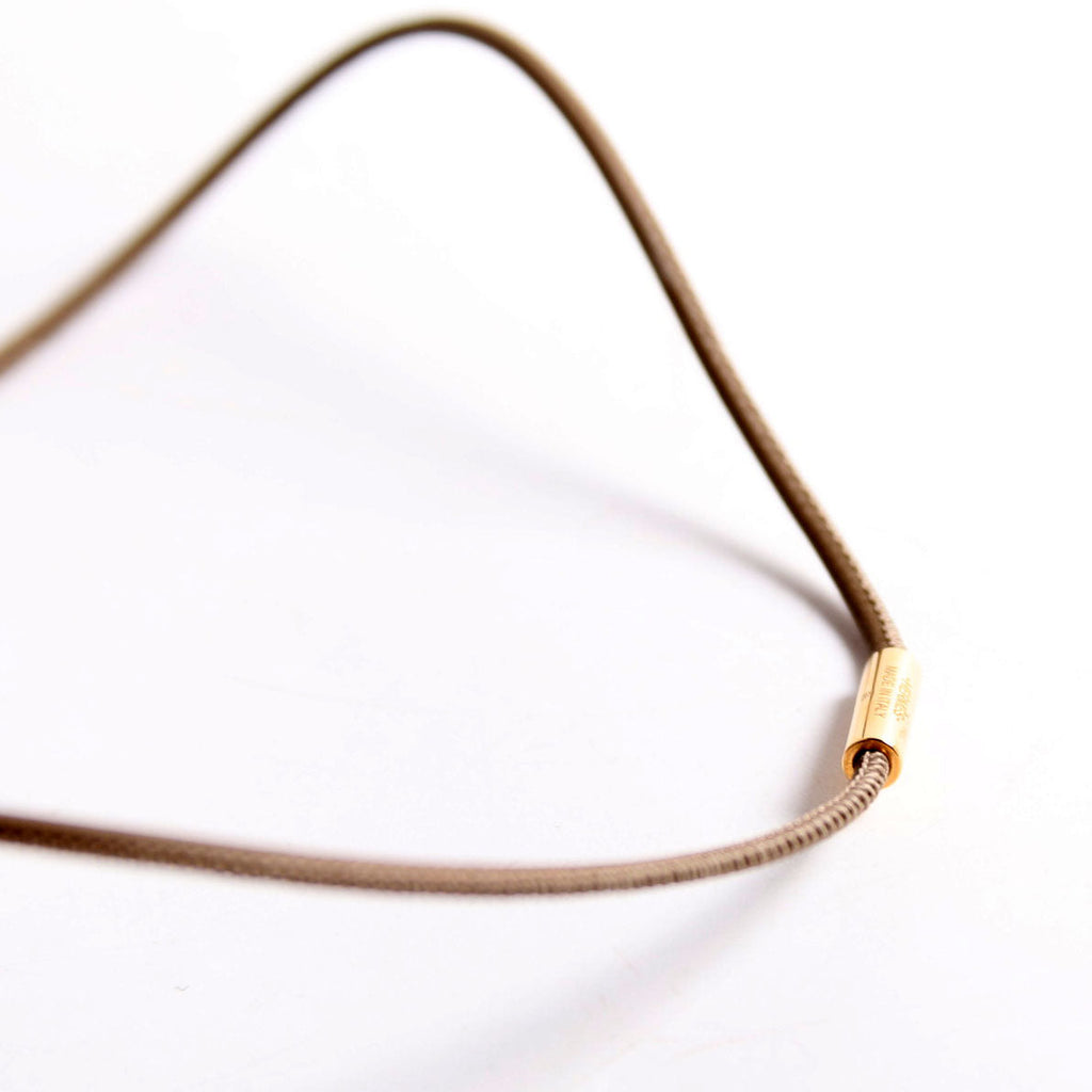 Hermes Curiosite Leather Necklace Taupe