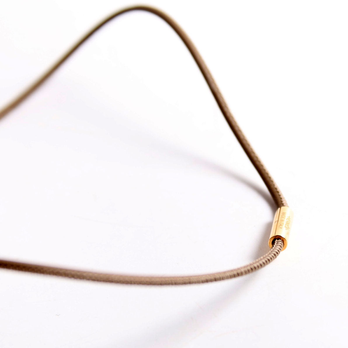 Hermes Curiosite Leather Necklace Taupe