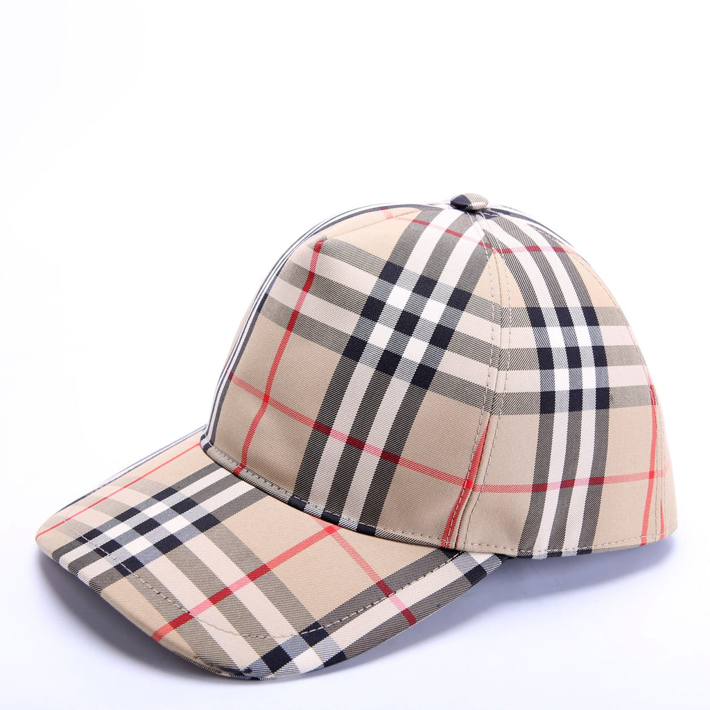 Check Baseball Cap Size Small Tan