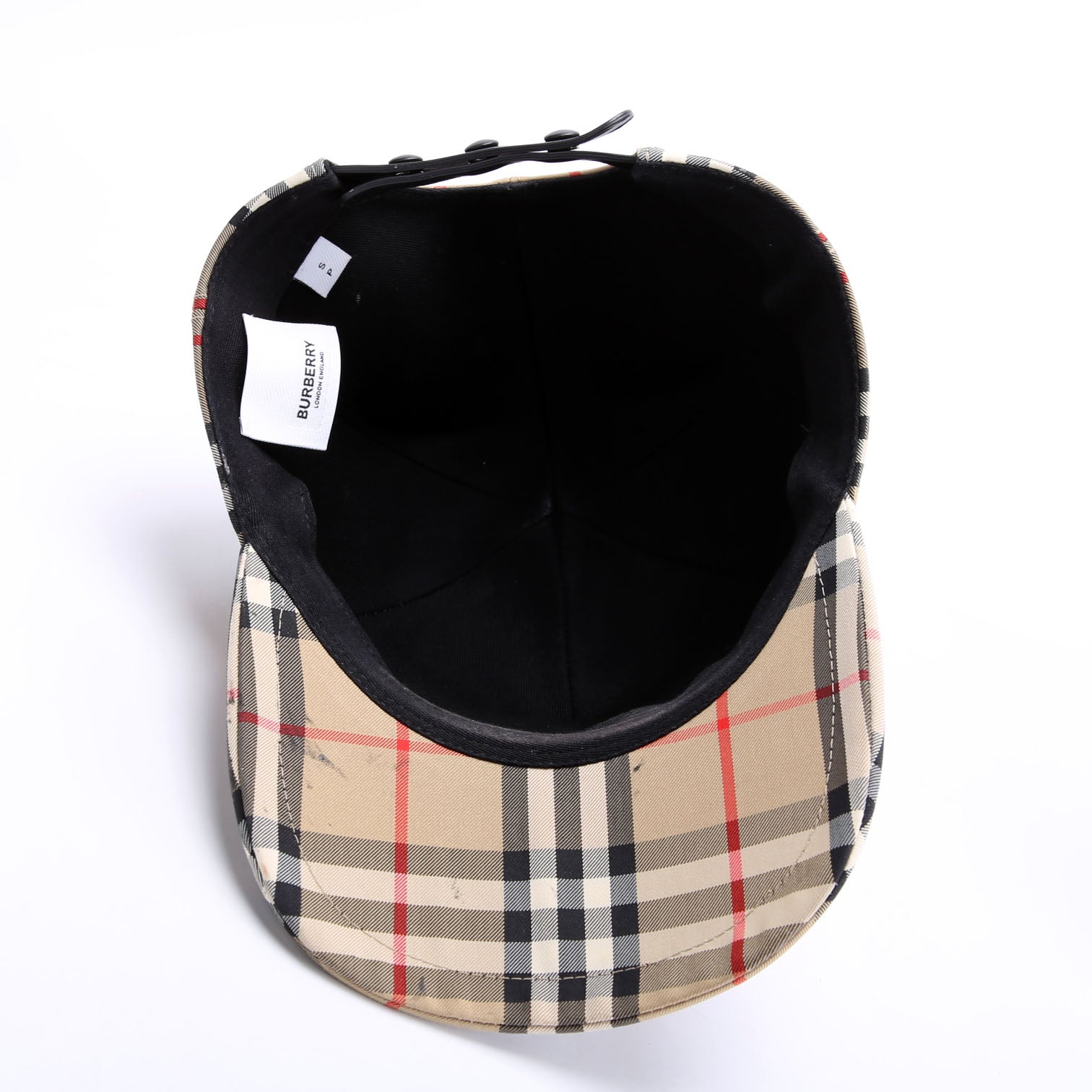 Check Baseball Cap Size Small Tan