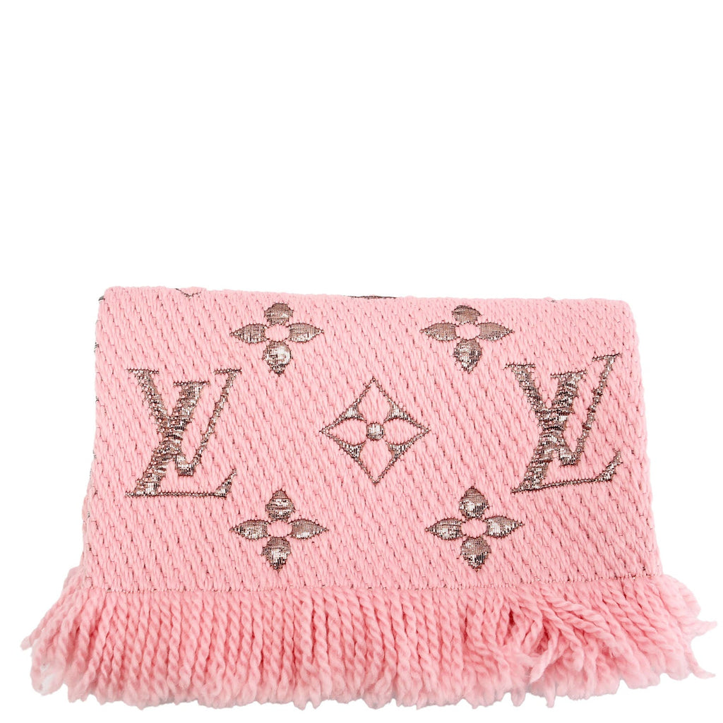 Shawl Monogram Silk/Wool Scarf Pink/Gold