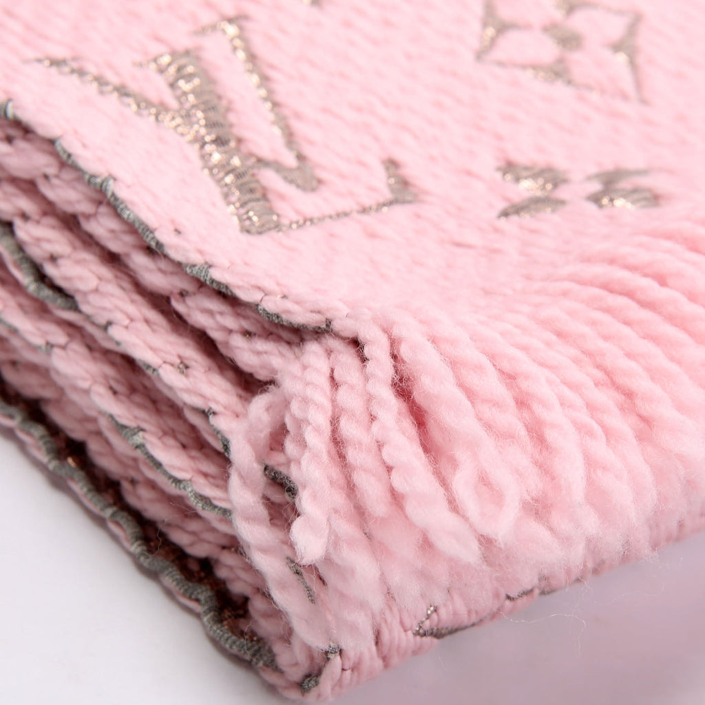 Shawl Monogram Silk/Wool Scarf Pink/Gold