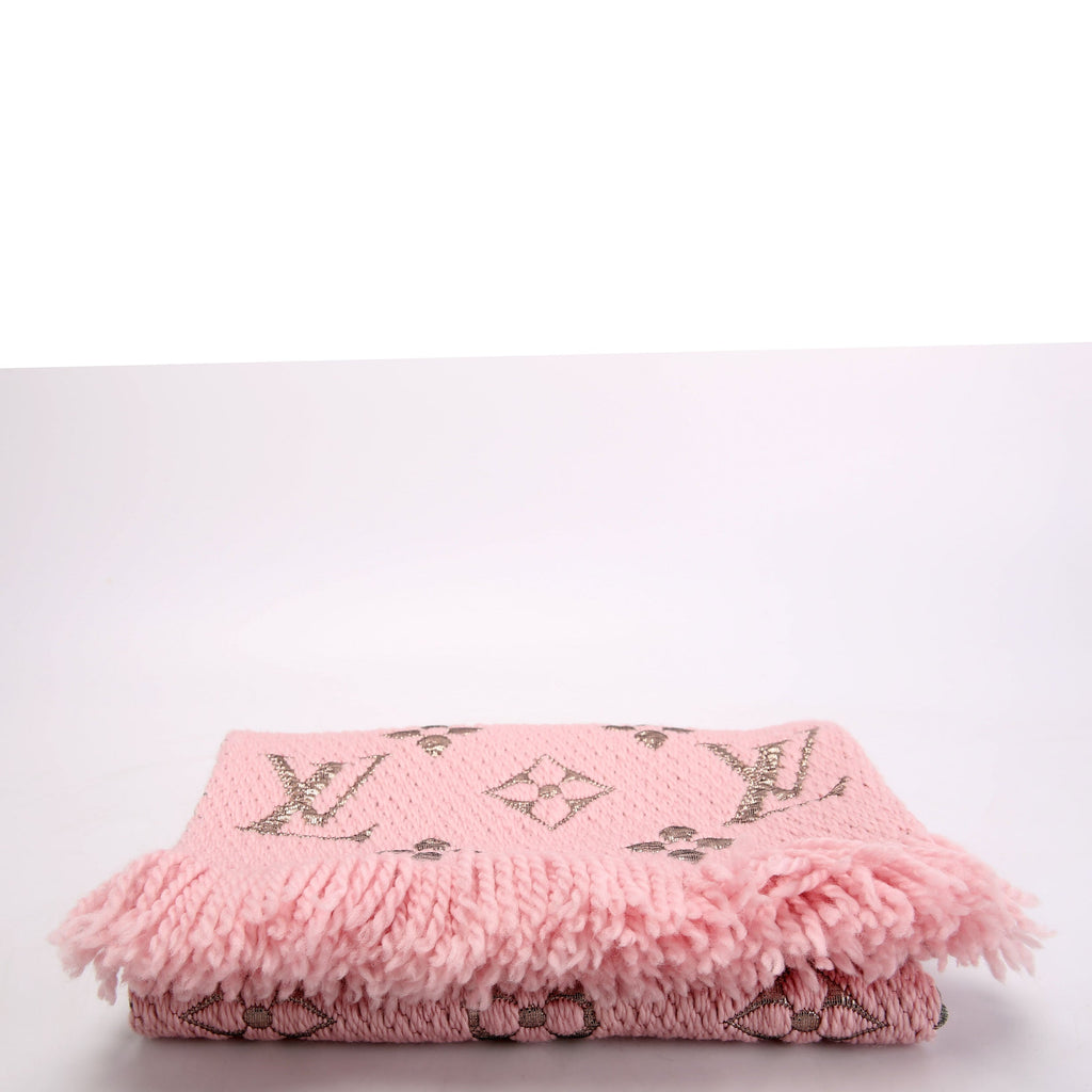 Shawl Monogram Silk/Wool Scarf Pink/Gold