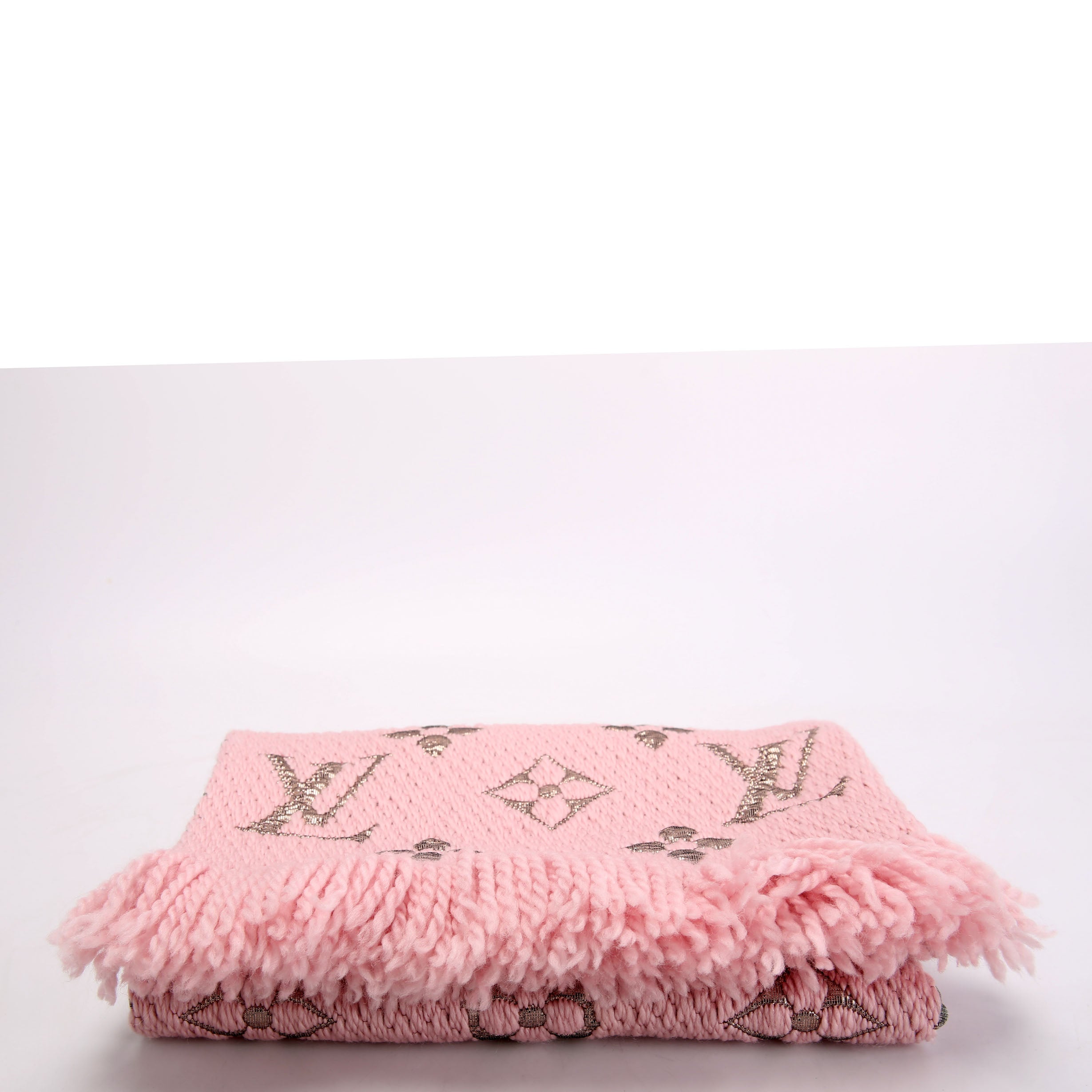 Shawl Monogram Silk/Wool Scarf Pink/Gold