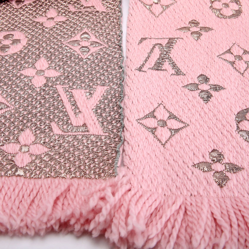 Shawl Monogram Silk/Wool Scarf Pink/Gold
