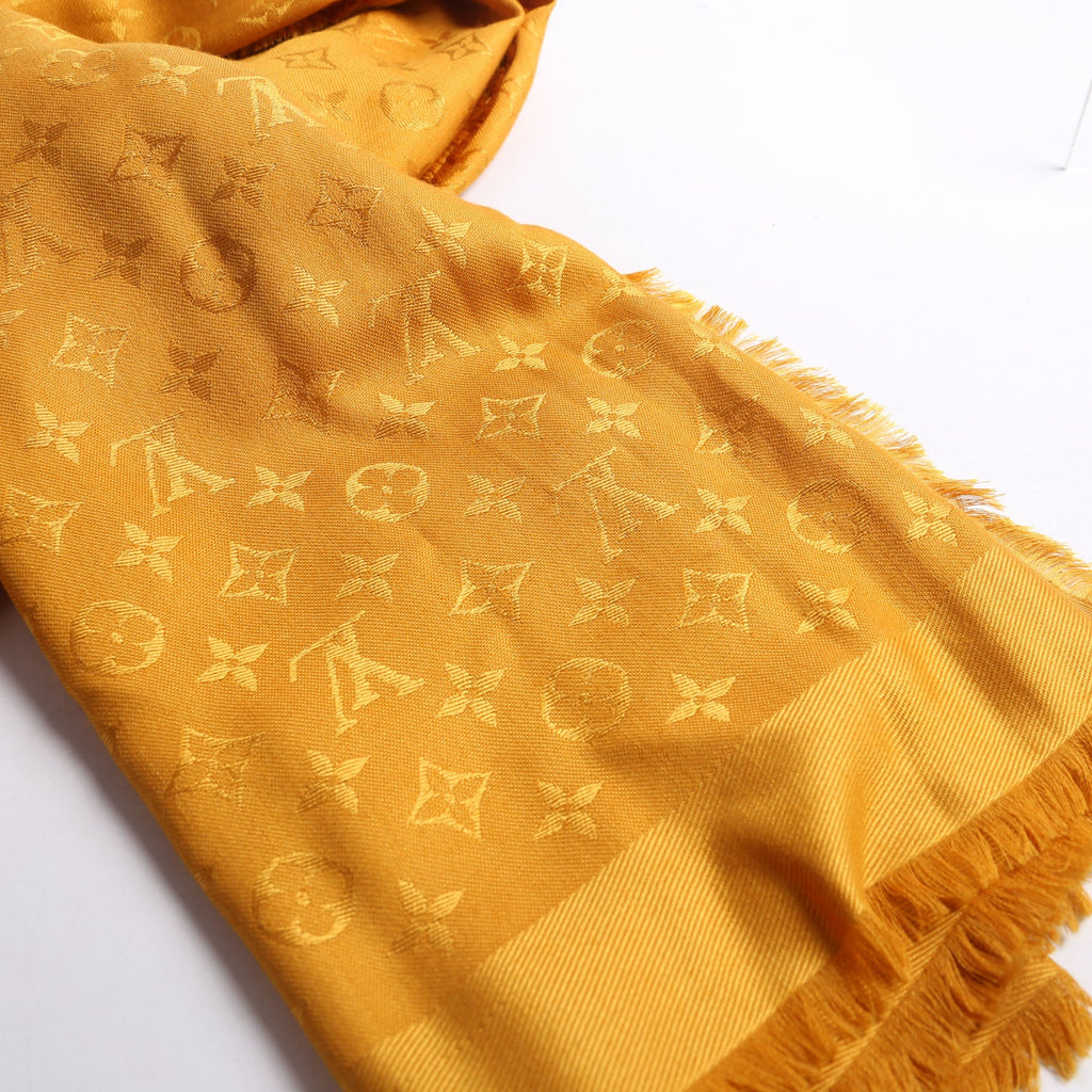 Logomania Wool/Silk Scarf Yellow