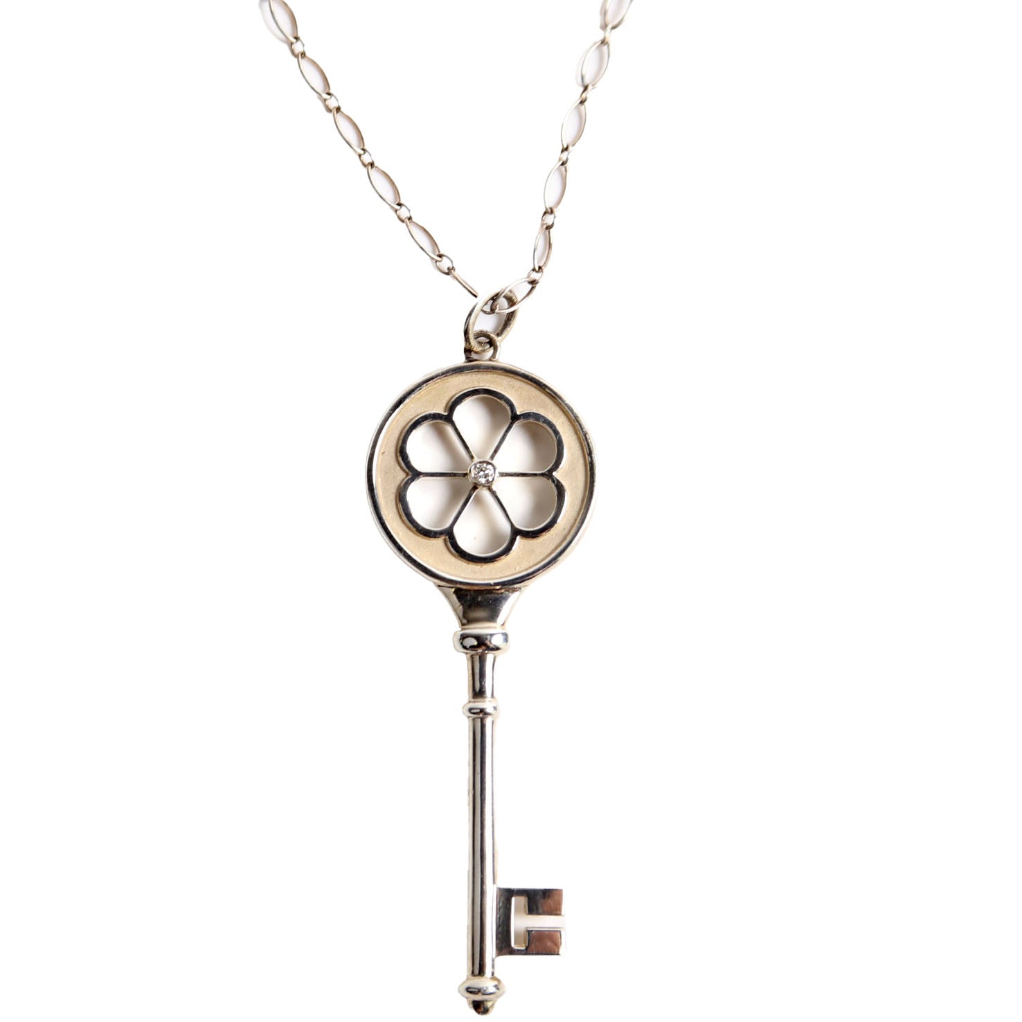 NECKLACE: BLOSSOM FLOWER KEY PENDANT 925