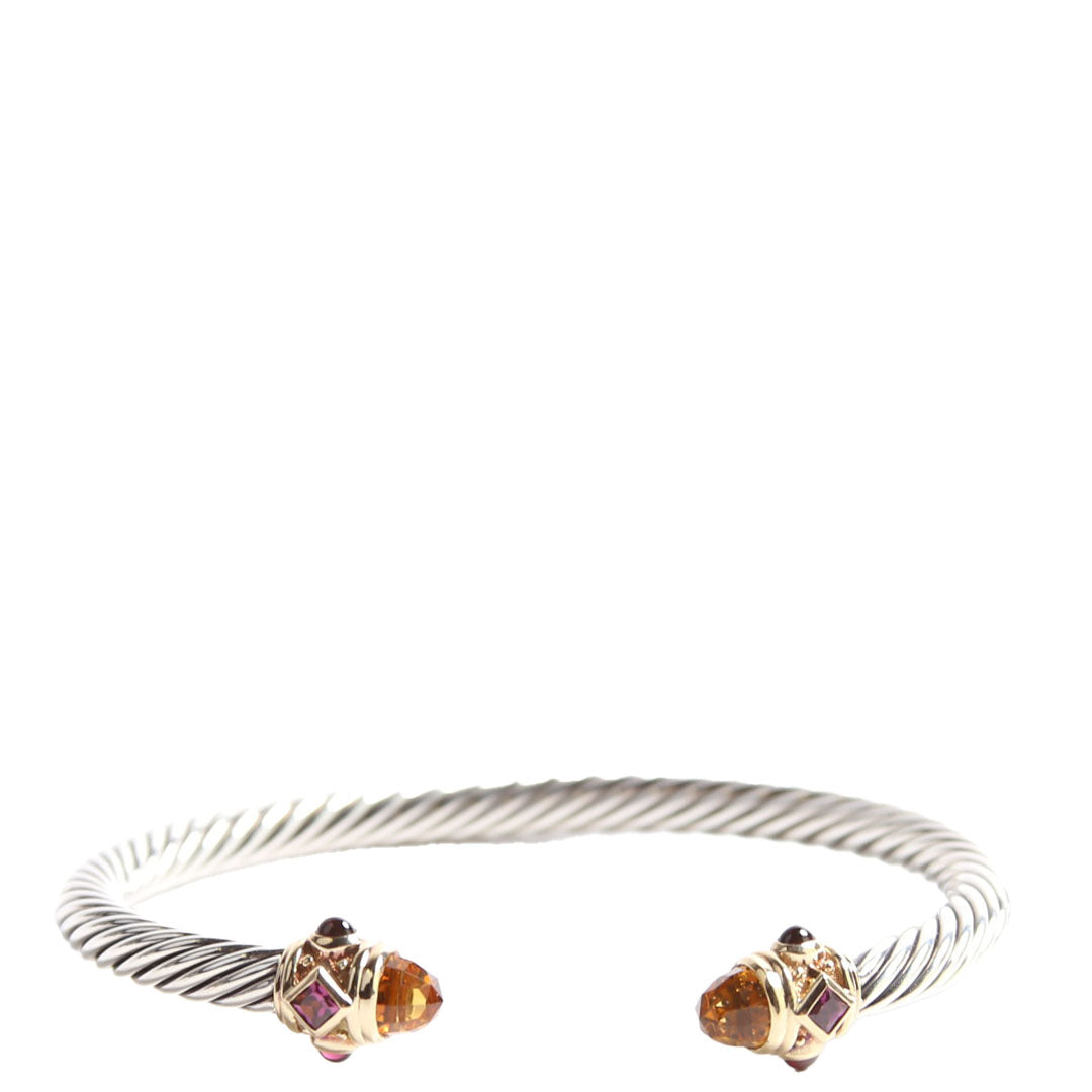 Classic Cable Renaissance 5MM 925/585/Citrine/Amethyst Bracelet Silver/Amber