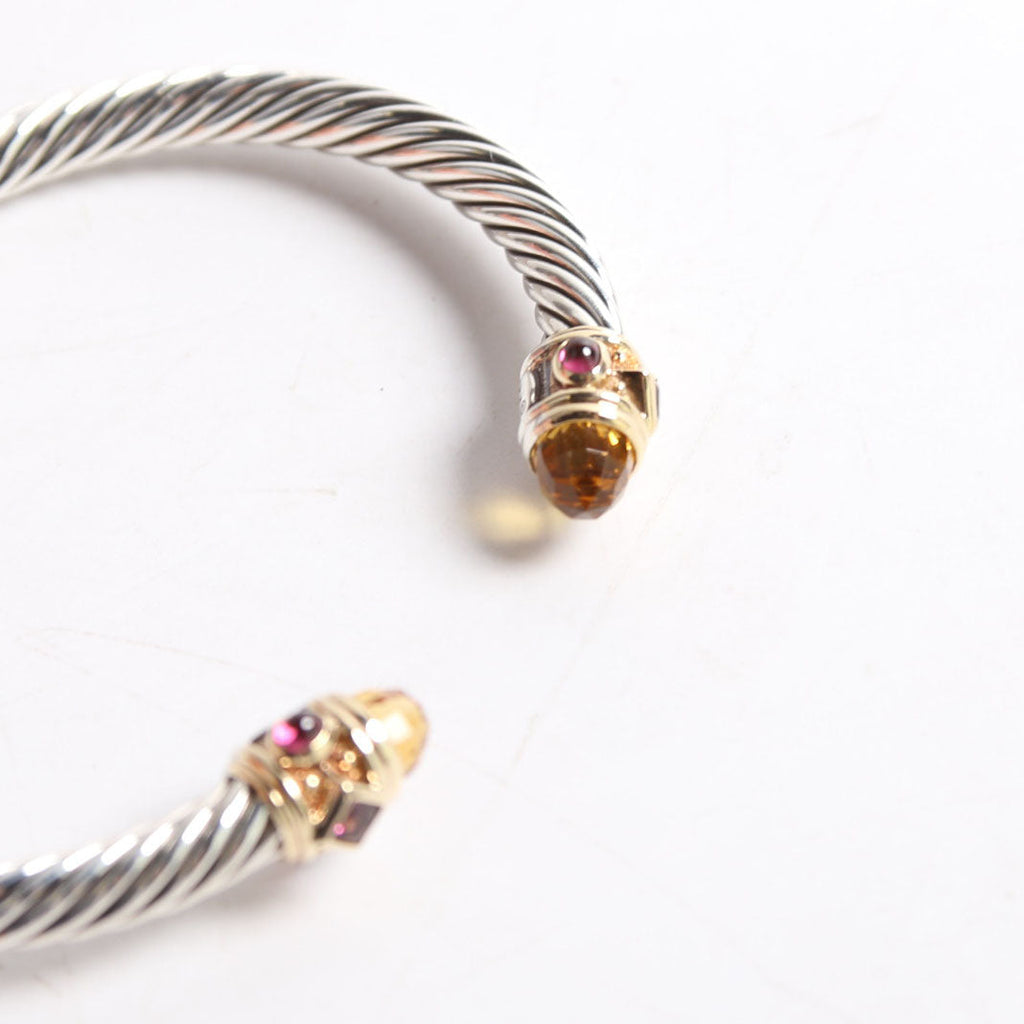 Classic Cable Renaissance 5MM 925/585/Citrine/Amethyst Bracelet Silver/Amber