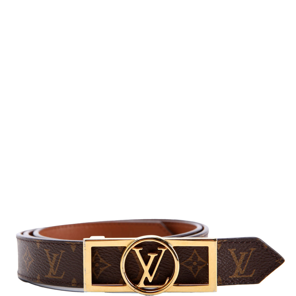 Dauphine 25MM Reversible Monogram/Leather Belt Size 80/32