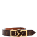 Dauphine 25MM Reversible Monogram/Leather Belt Size 80/32
