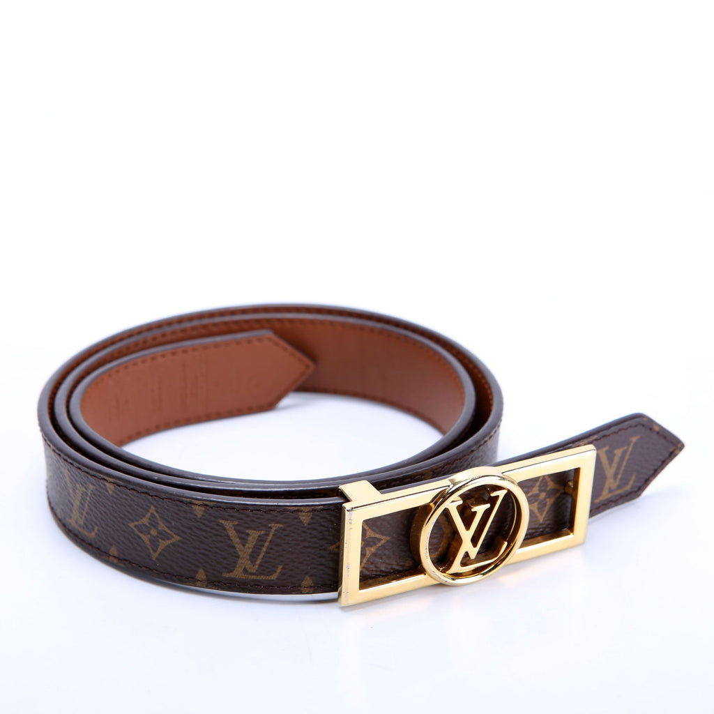 Dauphine 25MM Reversible Monogram/Leather Belt Size 80/32