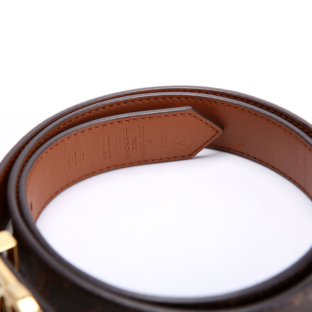 Dauphine 25MM Reversible Monogram/Leather Belt Size 80/32