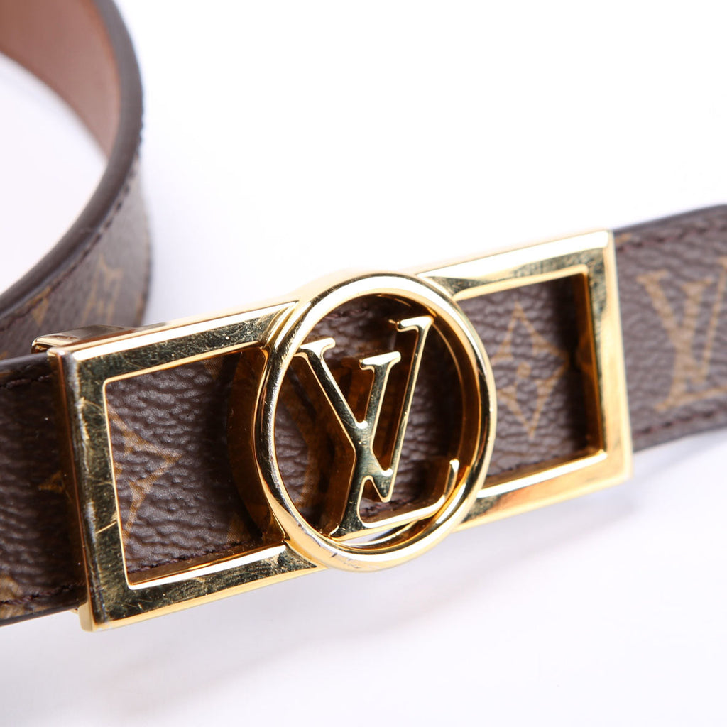 Dauphine 25MM Reversible Monogram/Leather Belt Size 80/32