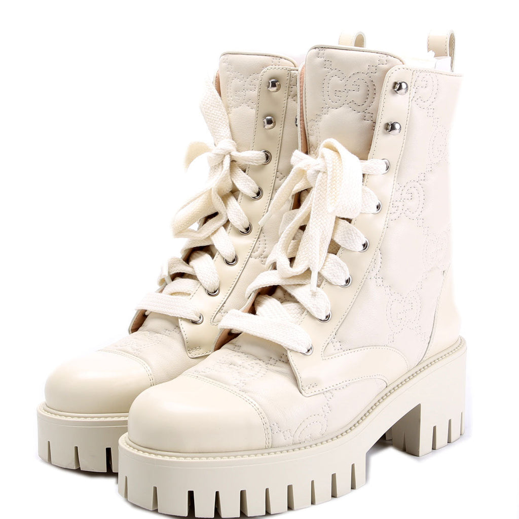 Gucci GG Matelasse Combat Boots Size 38