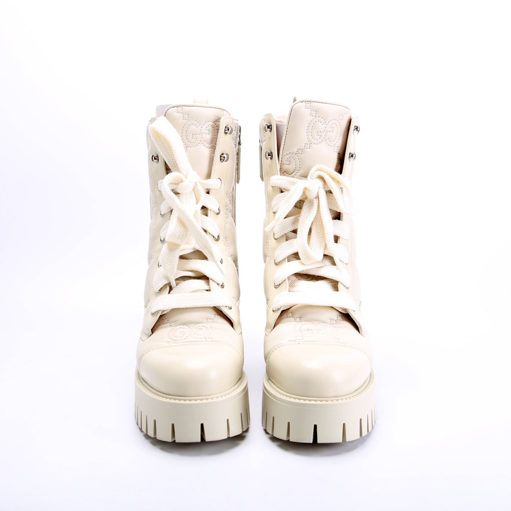 Gucci GG Matelasse Combat Boots Size 38