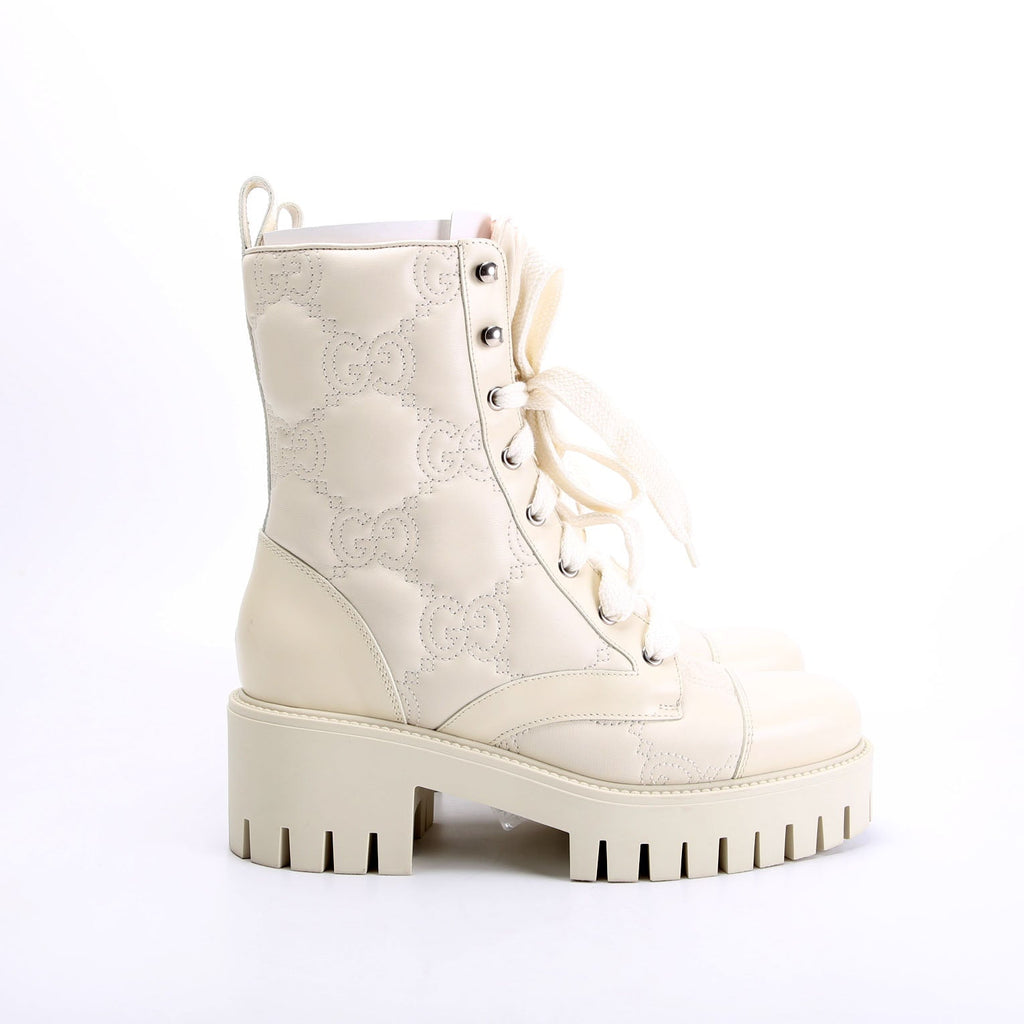 Gucci GG Matelasse Combat Boots Size 38