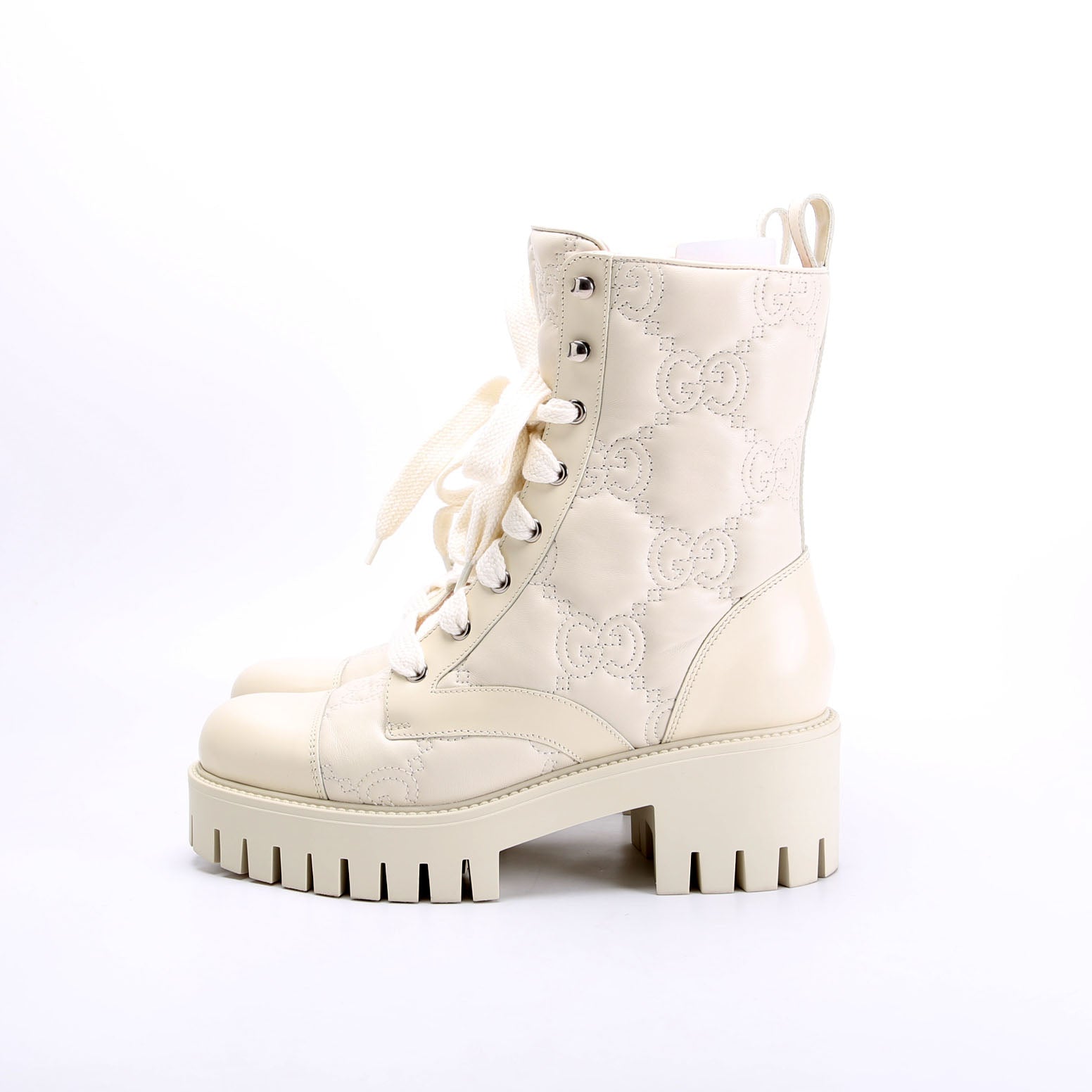 Gucci GG Matelasse Combat Boots Size 38