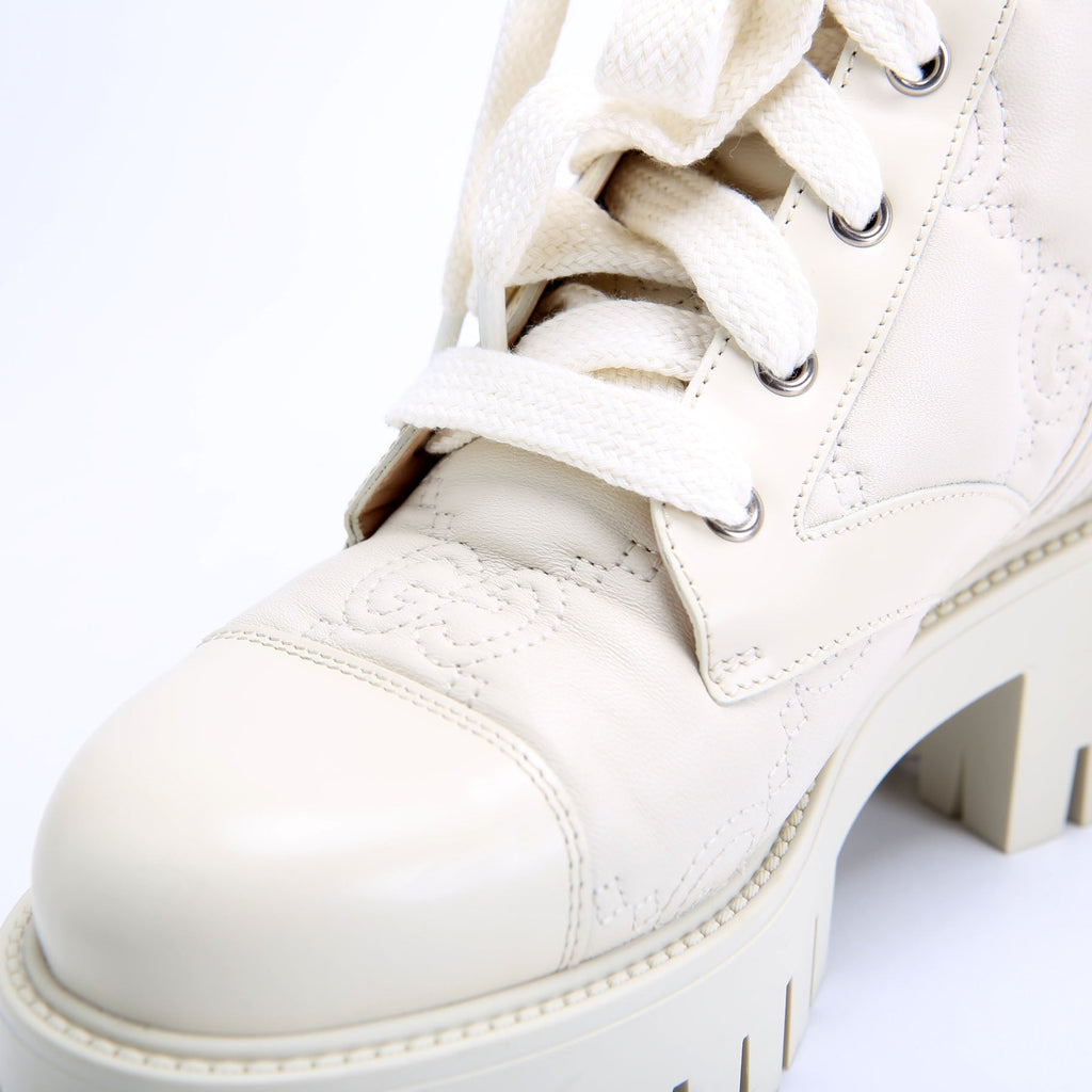 Gucci GG Matelasse Combat Boots Size 38