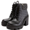 GG Supreme/Quilted Leather Lace Up Ankle Boots Size 37.5