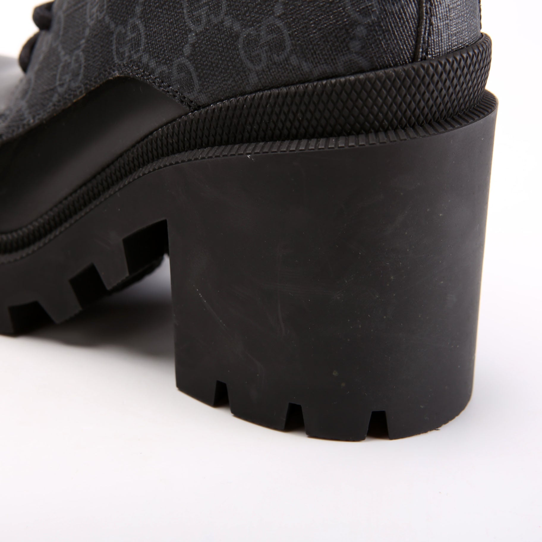 GG Supreme/Quilted Leather Lace Up Ankle Boots Size 37.5