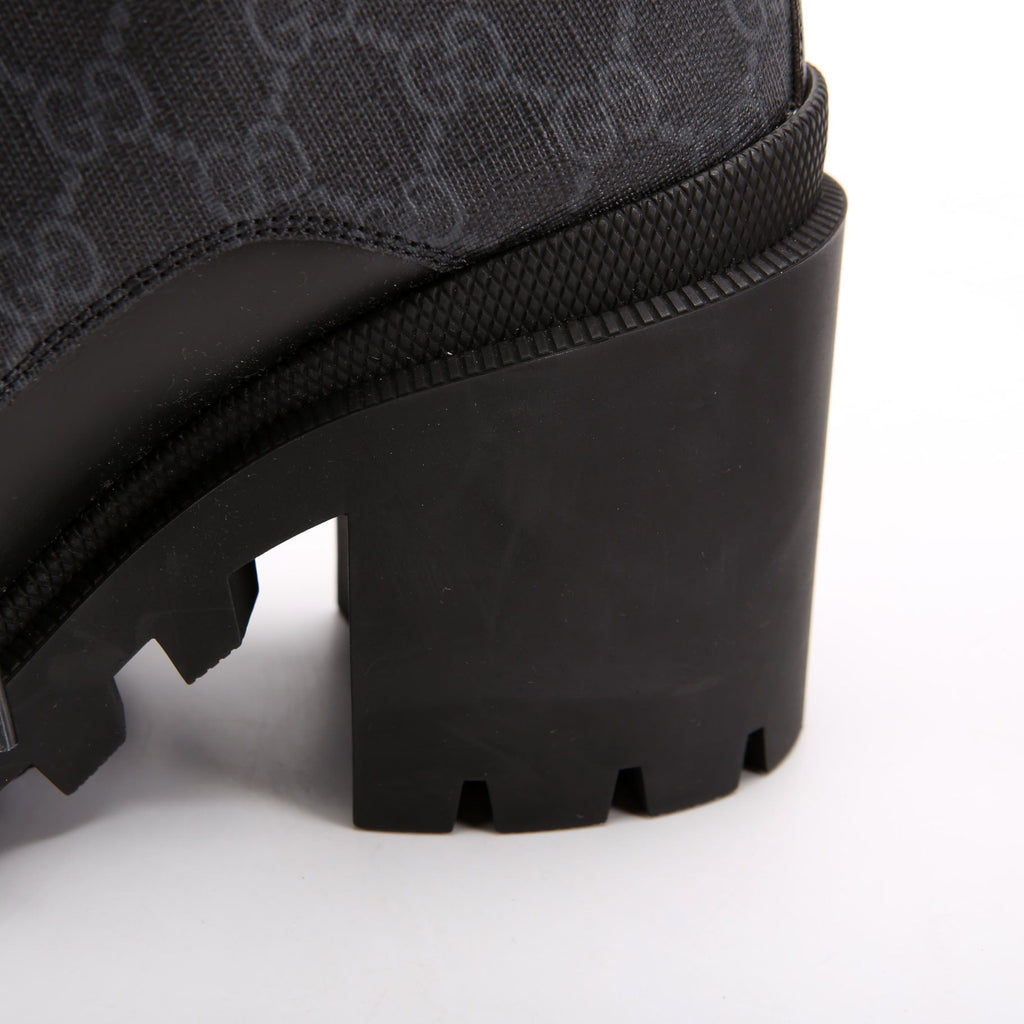 GG Supreme/Quilted Leather Lace Up Ankle Boots Size 37.5