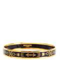 Printed Enamel Narrow Bangle Bracelet Gold/Black