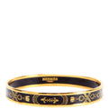 Printed Enamel Narrow Bangle Bracelet Gold/Black