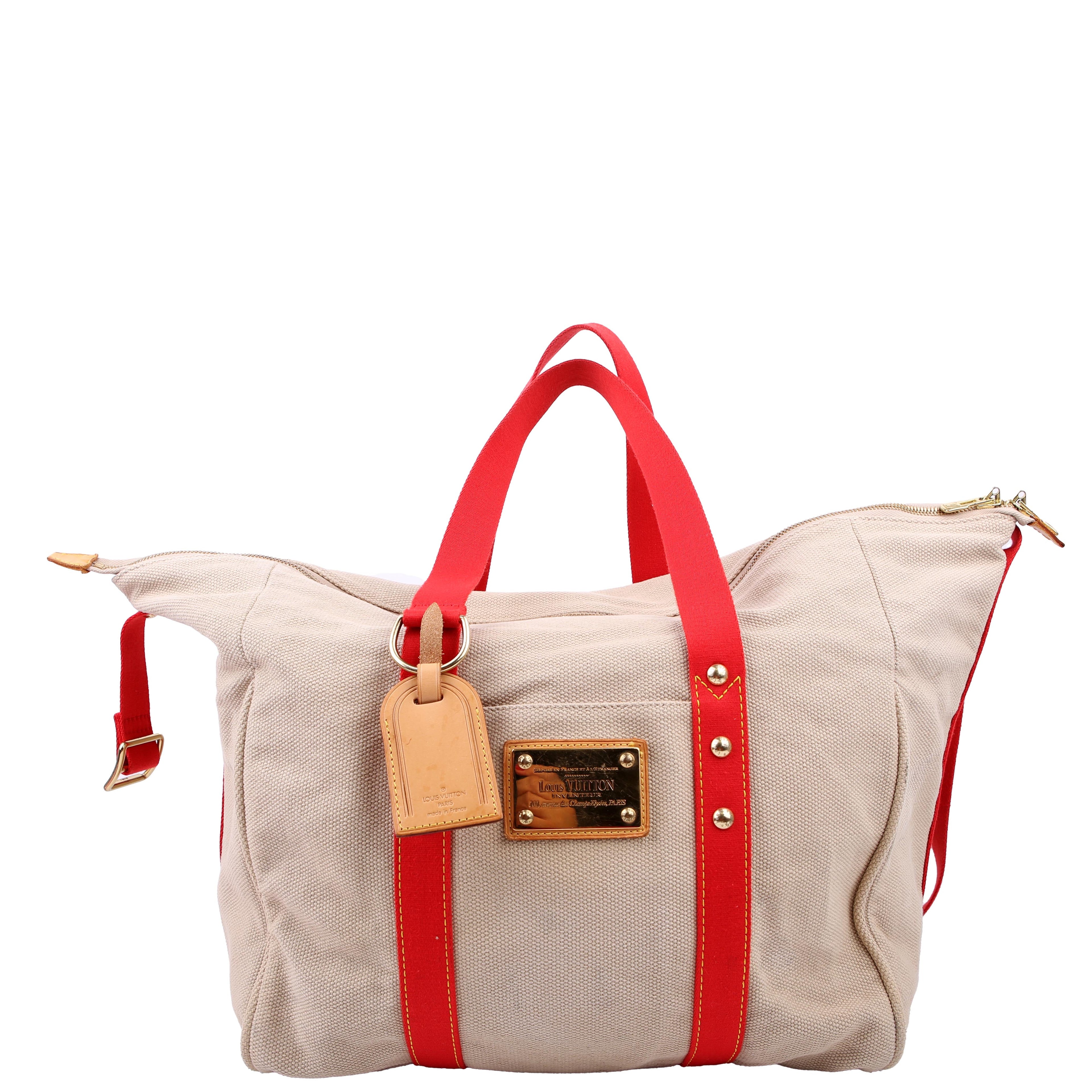 Antigua Sac Weekend Duffel Beige/Red