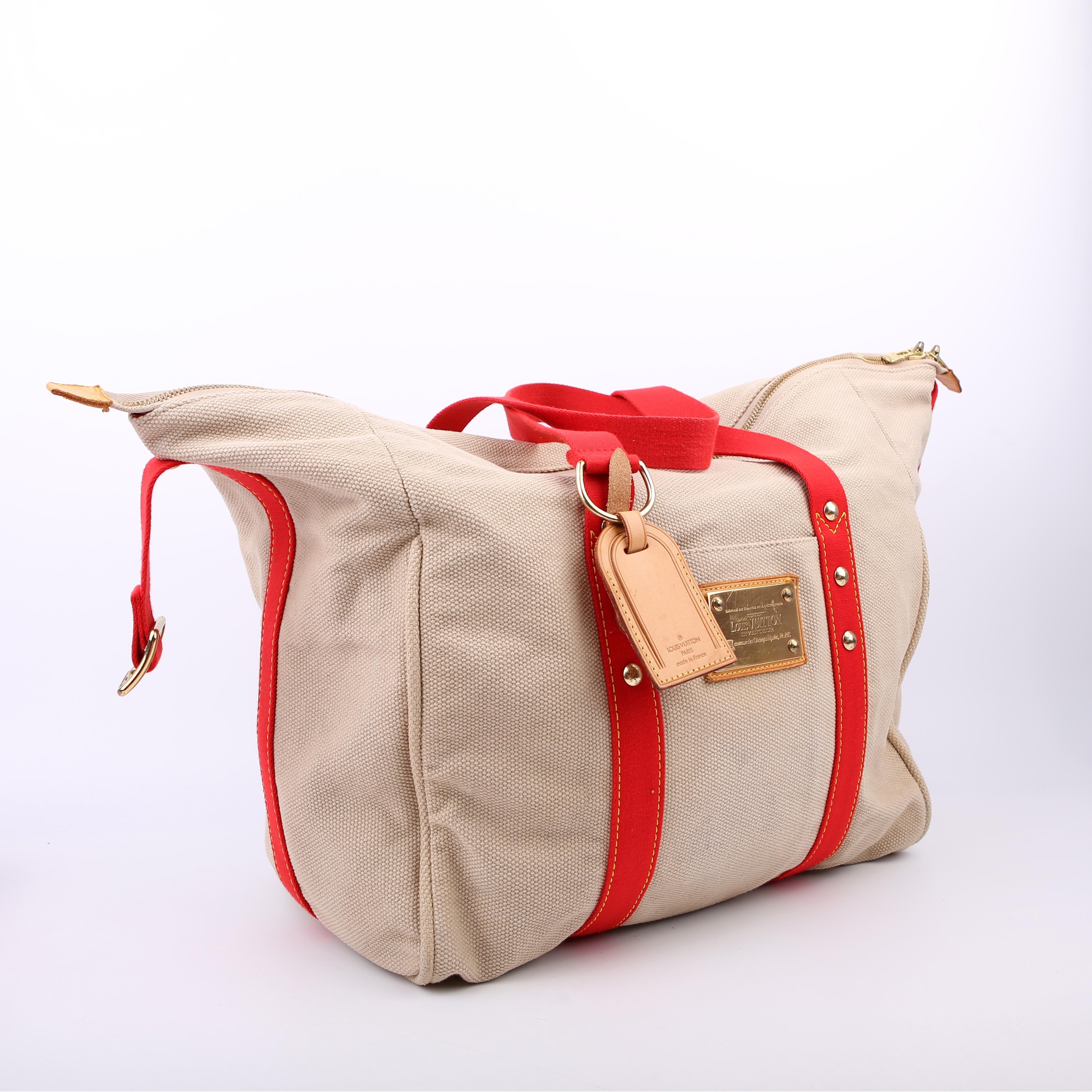 Antigua Sac Weekend Duffel Beige/Red