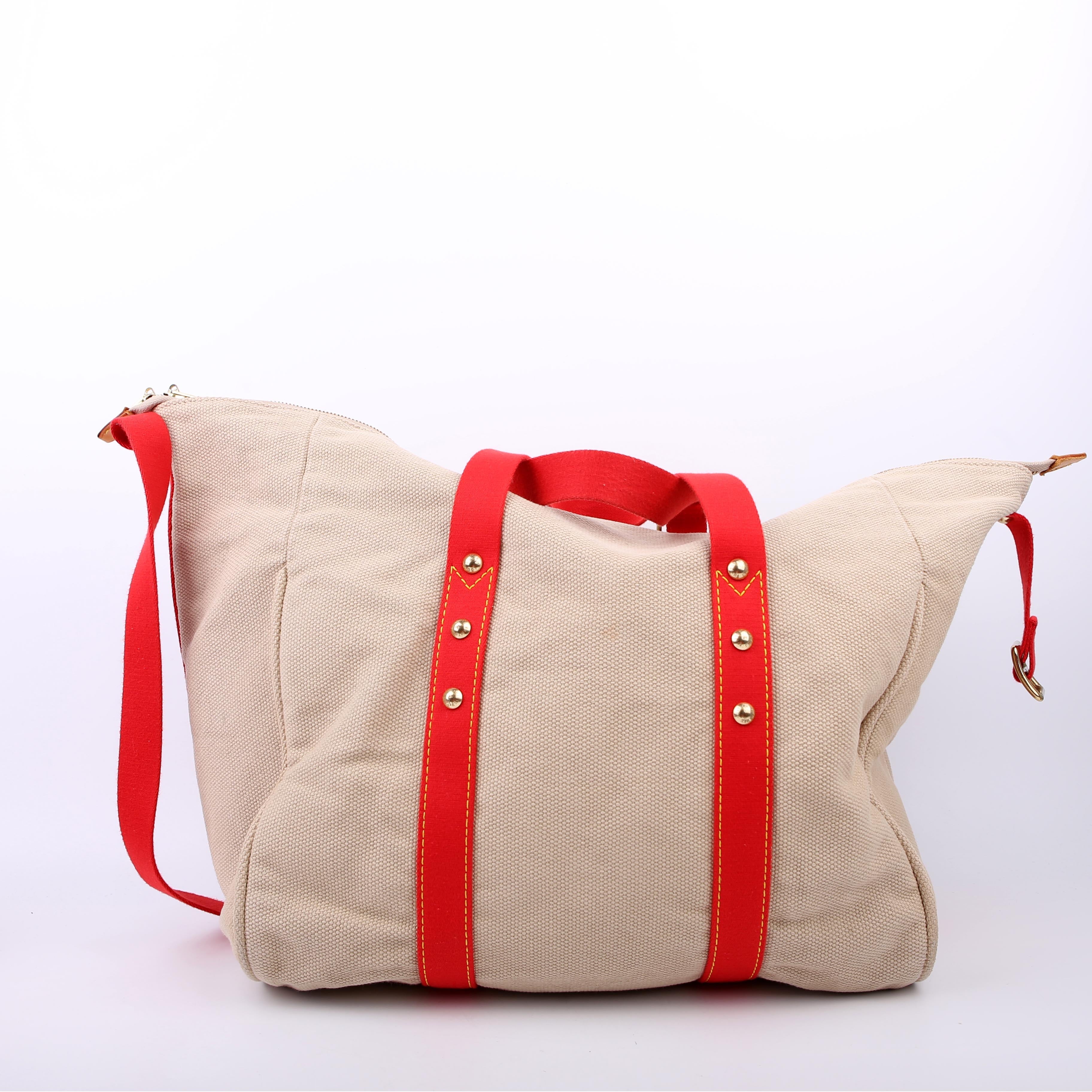 Antigua Sac Weekend Duffel Beige/Red