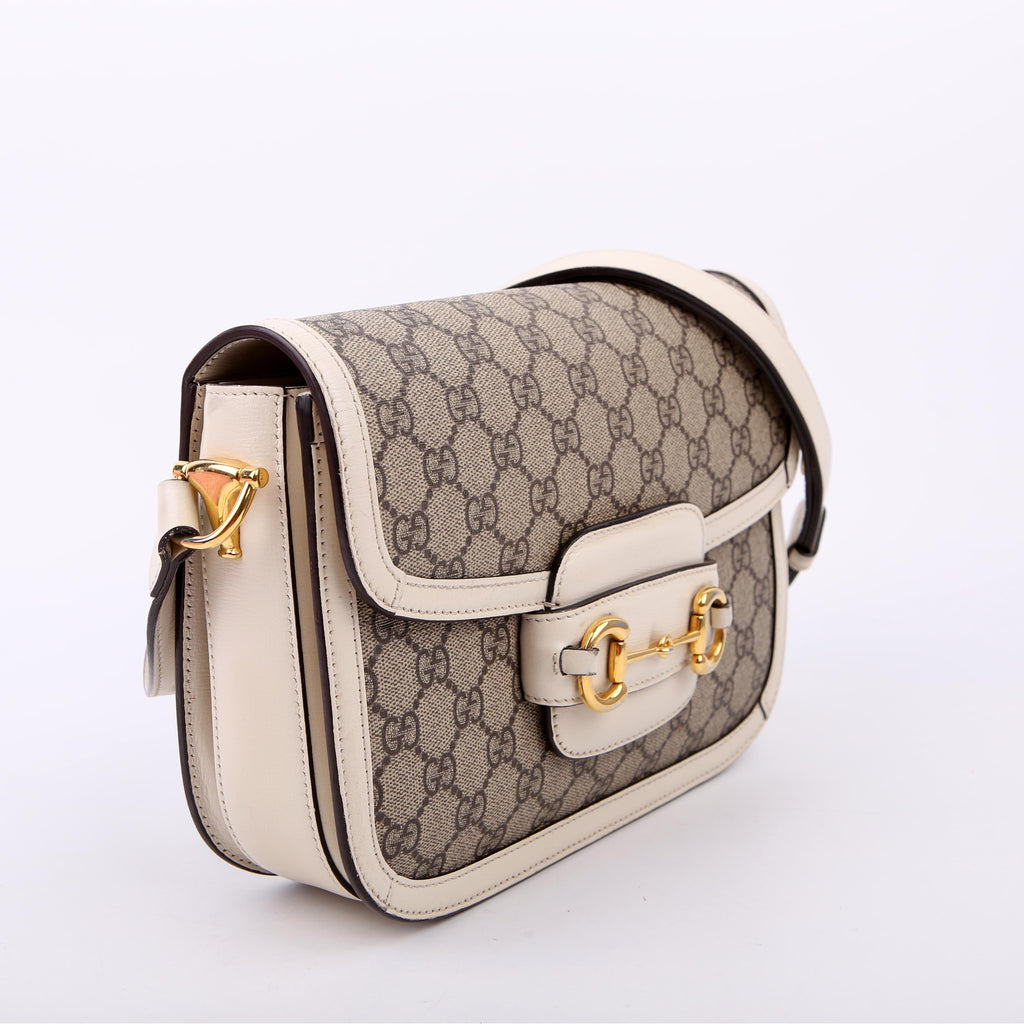 Gucci 602204 1955 Horsebit Shoulder Bag White