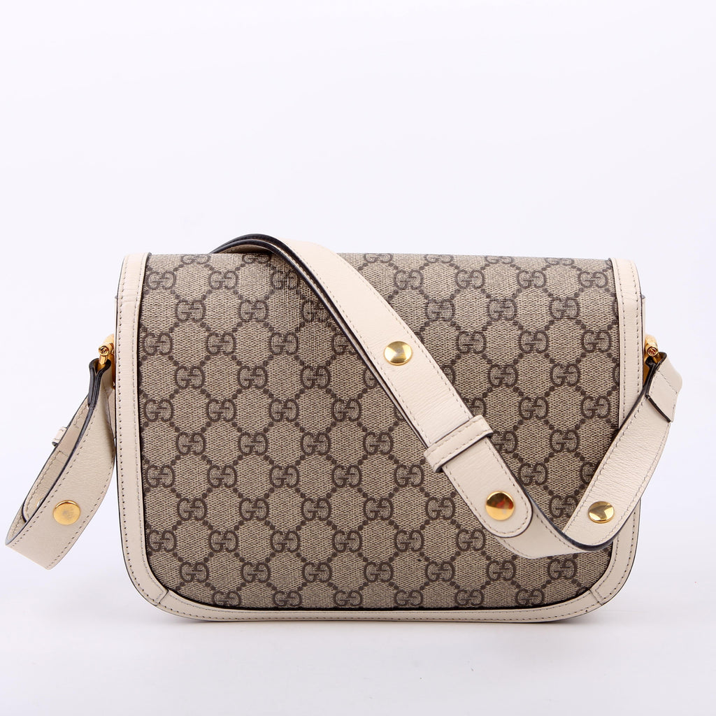 Gucci 602204 1955 Horsebit Shoulder Bag White