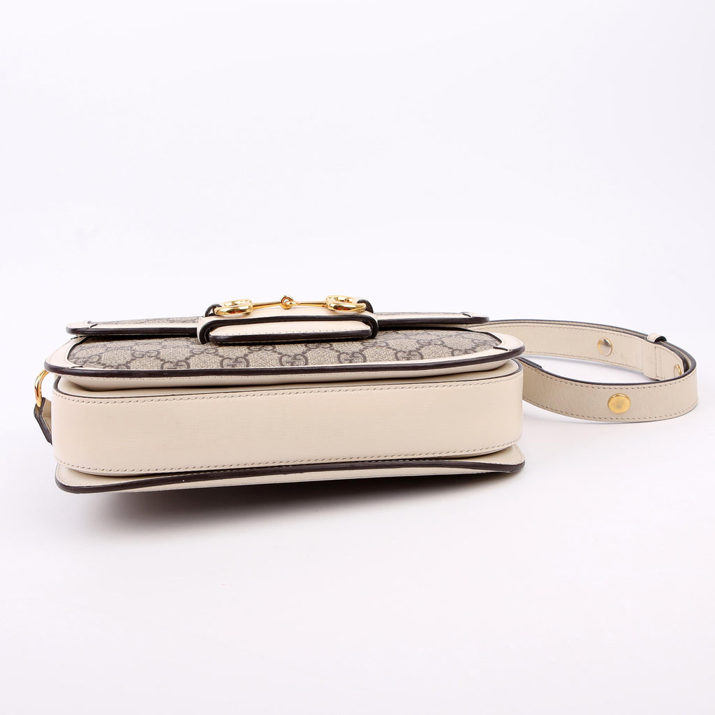 Gucci 602204 1955 Horsebit Shoulder Bag White