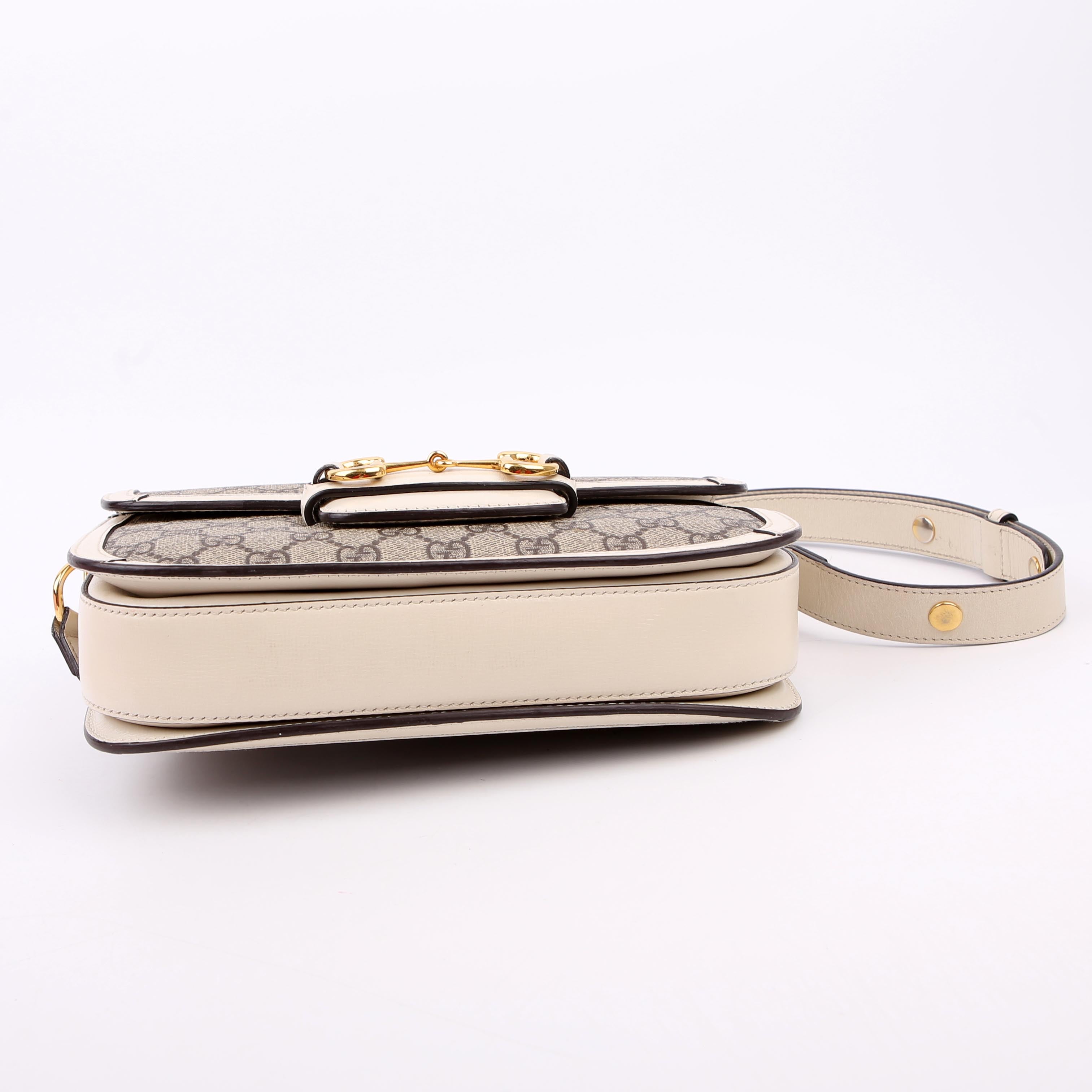 Gucci 602204 1955 Horsebit Shoulder Bag White