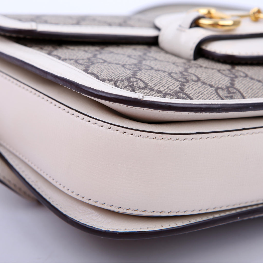 Gucci 602204 1955 Horsebit Shoulder Bag White